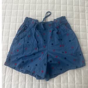 FEELING FESTIVE Womens Shorts Small Blue Embroidered Stars Summer July 4 Casual